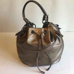 Coach leather bronze metallic hobo bag